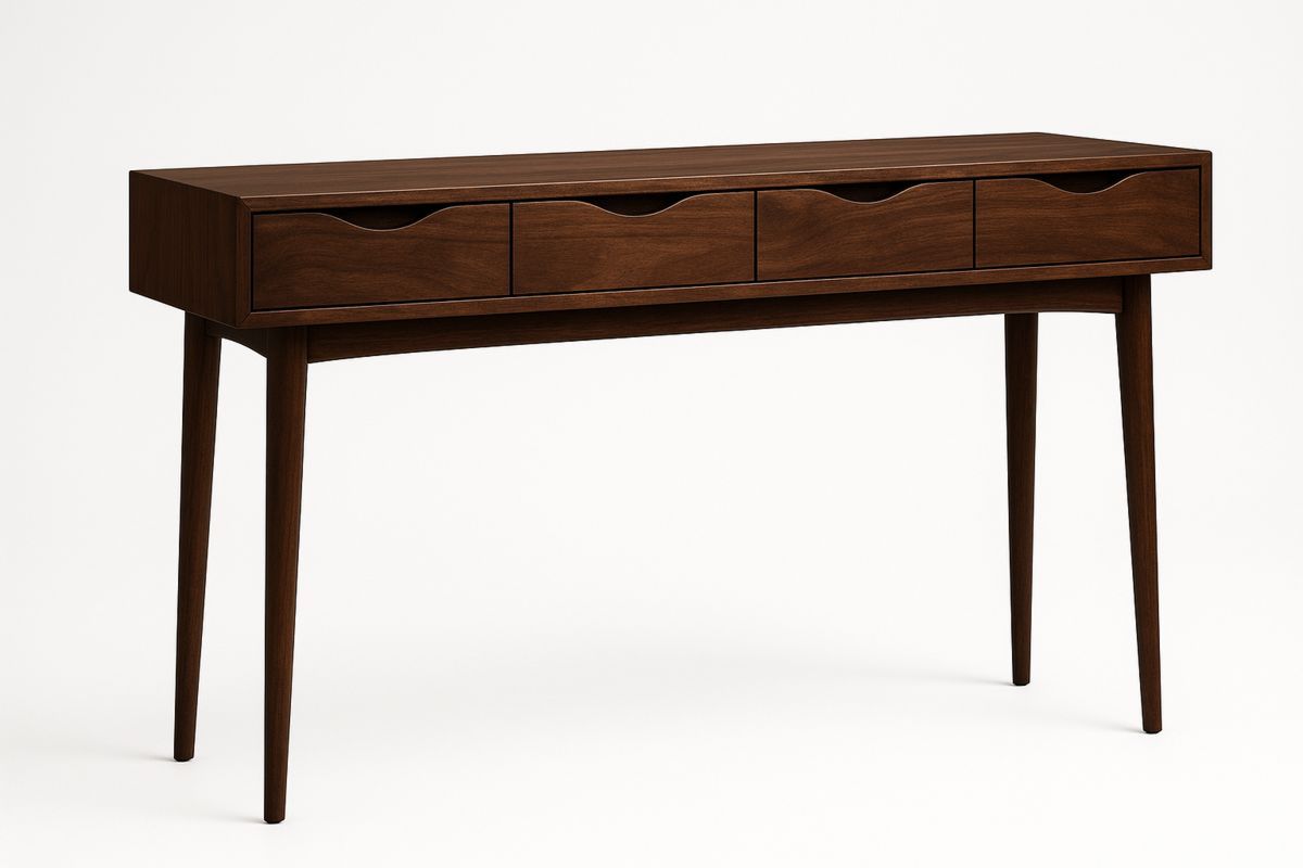 Walnut Console Table Solid Wood Brown 120cm x 40cm x 75cm Three Drawers-Juterootsy