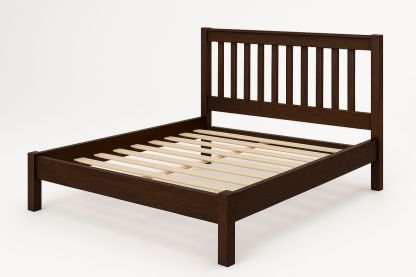 Wooden Bed Frame with Slatted Base Rubberwood Brown 200cm x 150cm-Juterootsy