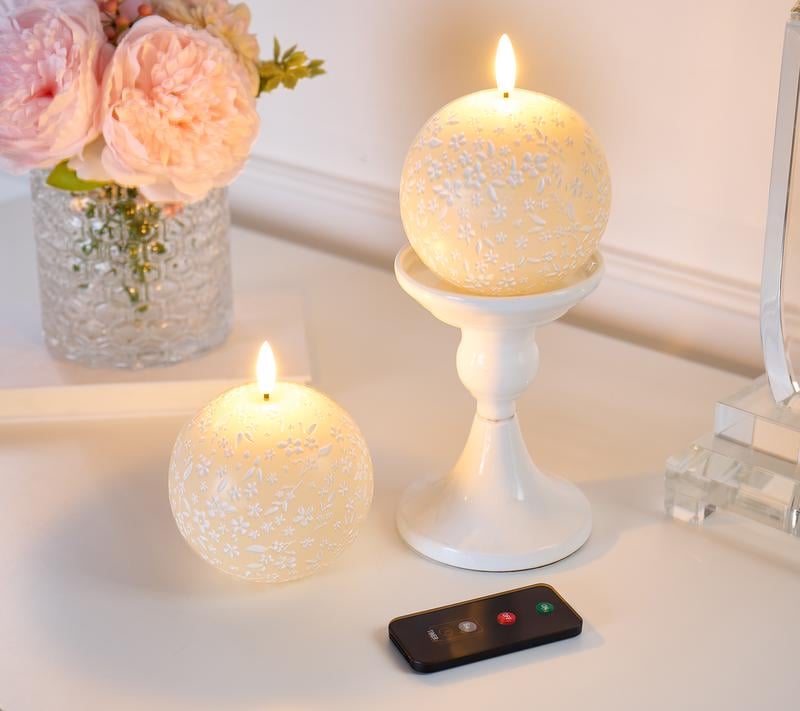 Home Reflections S/2 Flameless Spring Carved Spheres