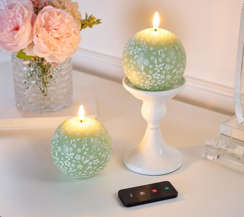 Home Reflections S/2 Flameless Spring Carved Spheres