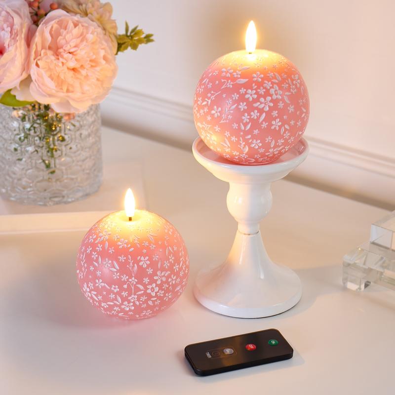 Home Reflections S/2 Flameless Spring Carved Spheres