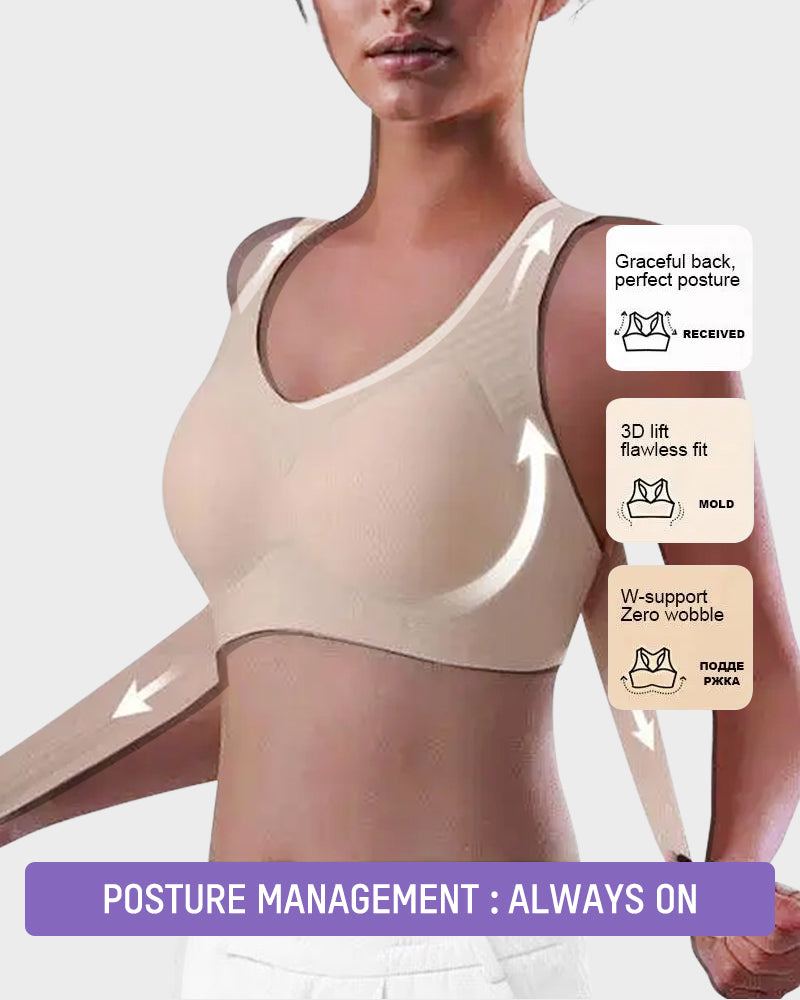 Wireless Front-Closure Posture Bra with Cross-Back Support