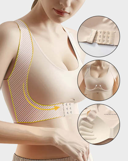 Wireless Front-Closure Posture Bra with Cross-Back Support