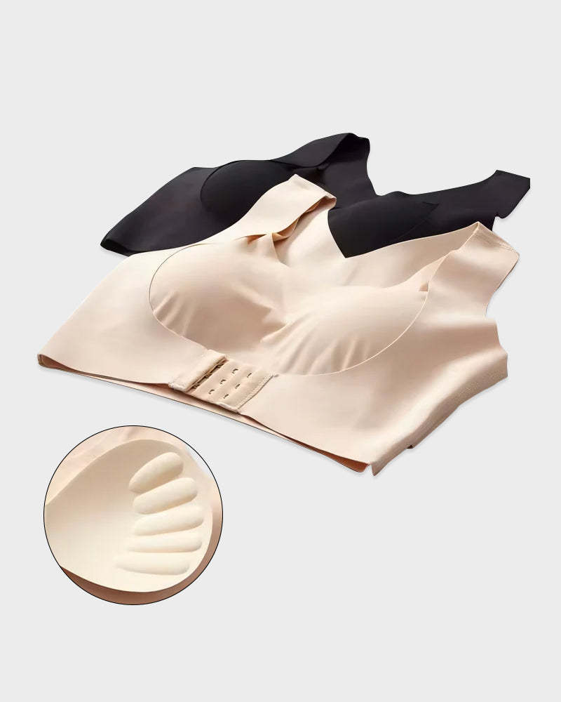 Wireless Front-Closure Posture Bra with Cross-Back Support