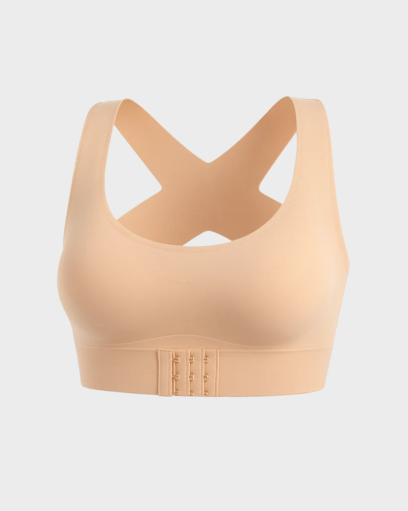 Wireless Front-Closure Posture Bra with Cross-Back Support