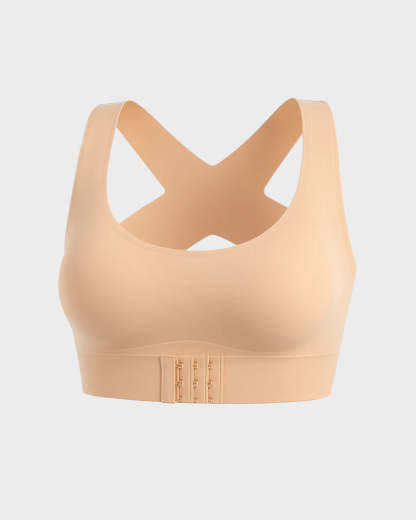Wireless Front-Closure Posture Bra with Cross-Back Support
