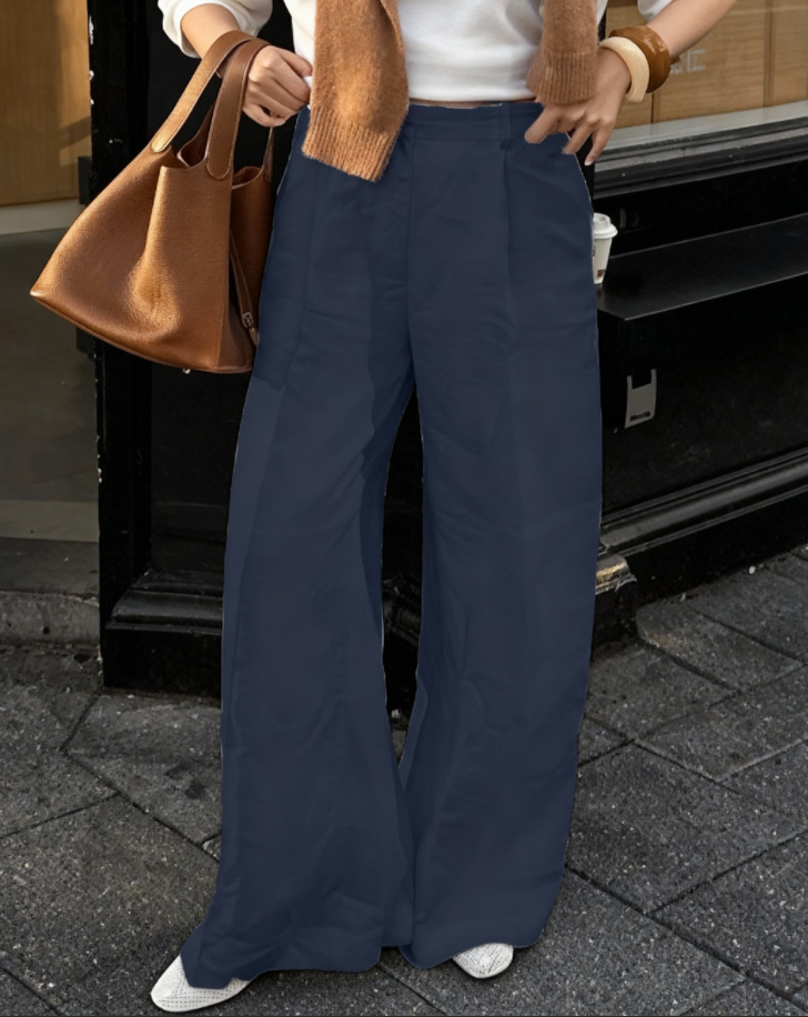 Women's Cotton Linen Pants Wide Leg Chinos Streetwear Basic Casual Full Length Medium Waist Plain