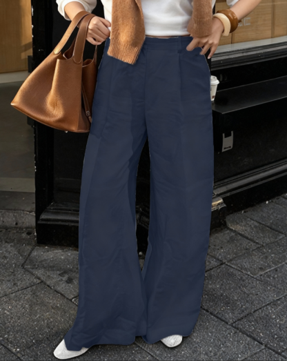 Women's Cotton Linen Pants Wide Leg Chinos Streetwear Basic Casual Full Length Medium Waist Plain