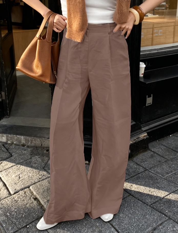 Women's Cotton Linen Pants Wide Leg Chinos Streetwear Basic Casual Ful