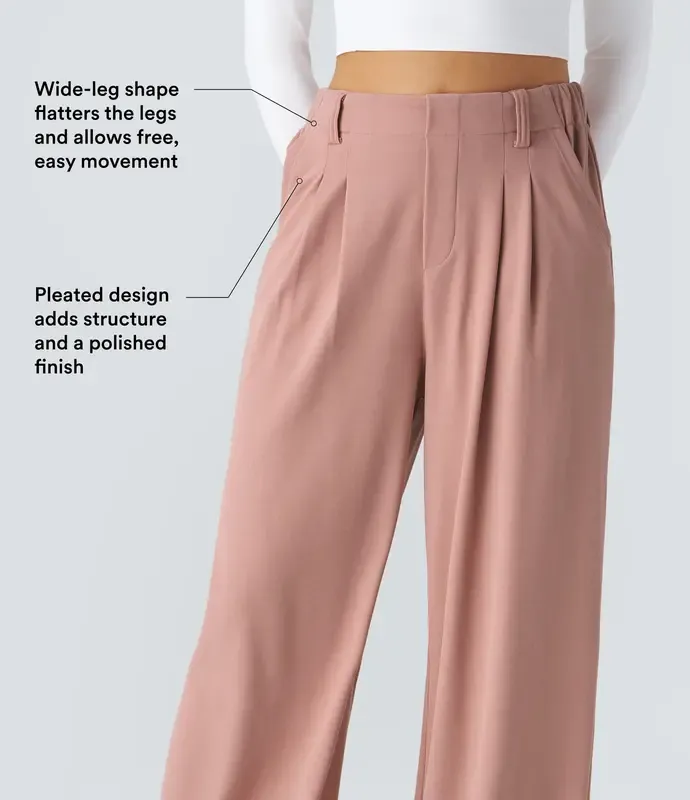 Halara Flex High-Waisted Waffle Wide-Leg Work Pants with Pockets