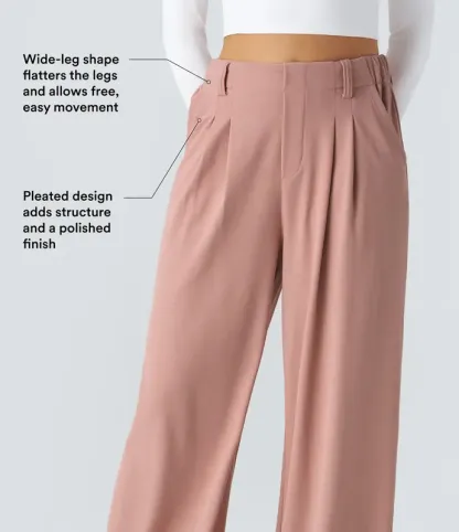 Halara Flex High-Waisted Waffle Wide-Leg Work Pants with Pockets