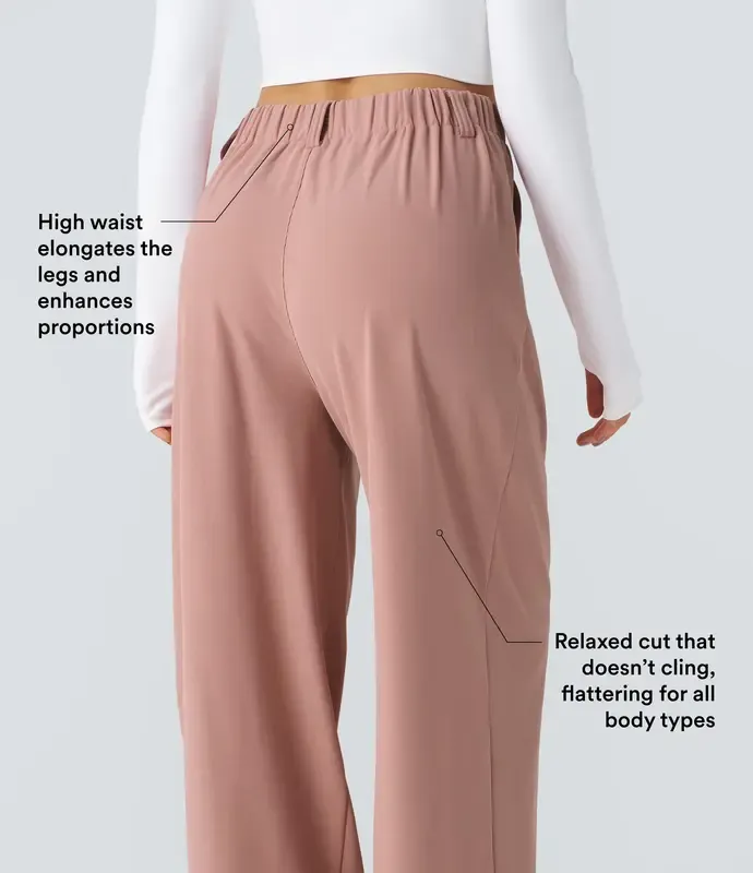 Halara Flex High-Waisted Waffle Wide-Leg Work Pants with Pockets