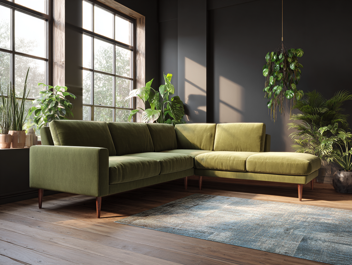 Ecksofa Stoff 275x165x85 cm - grün - Wohnzimmer - modernes Design