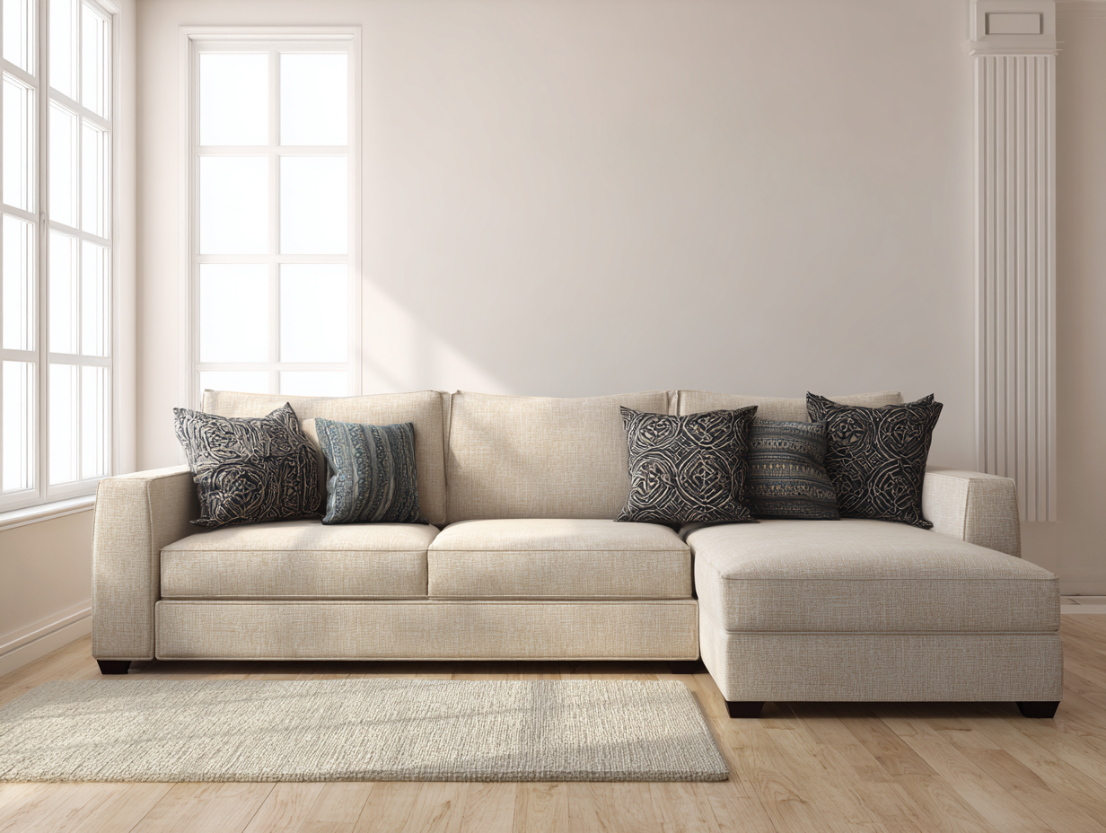 Ecksofa Stoff 280x160x85cm - beige - für Wohnzimmer - modernes Design mit Liegefläche