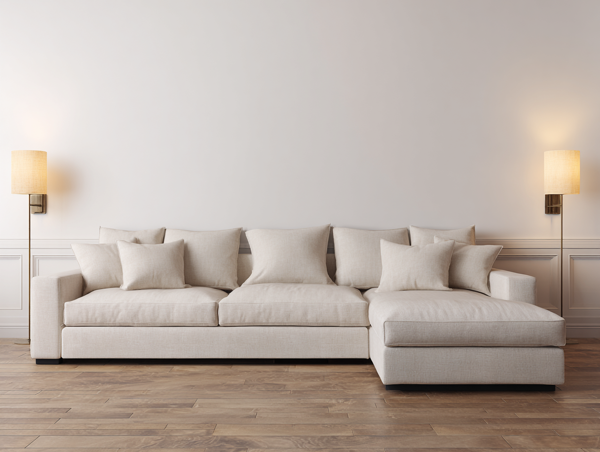 Ecksofa Stoff 285x165x85cm - beige - für Wohnzimmer - modernes Design mit Liegefläche