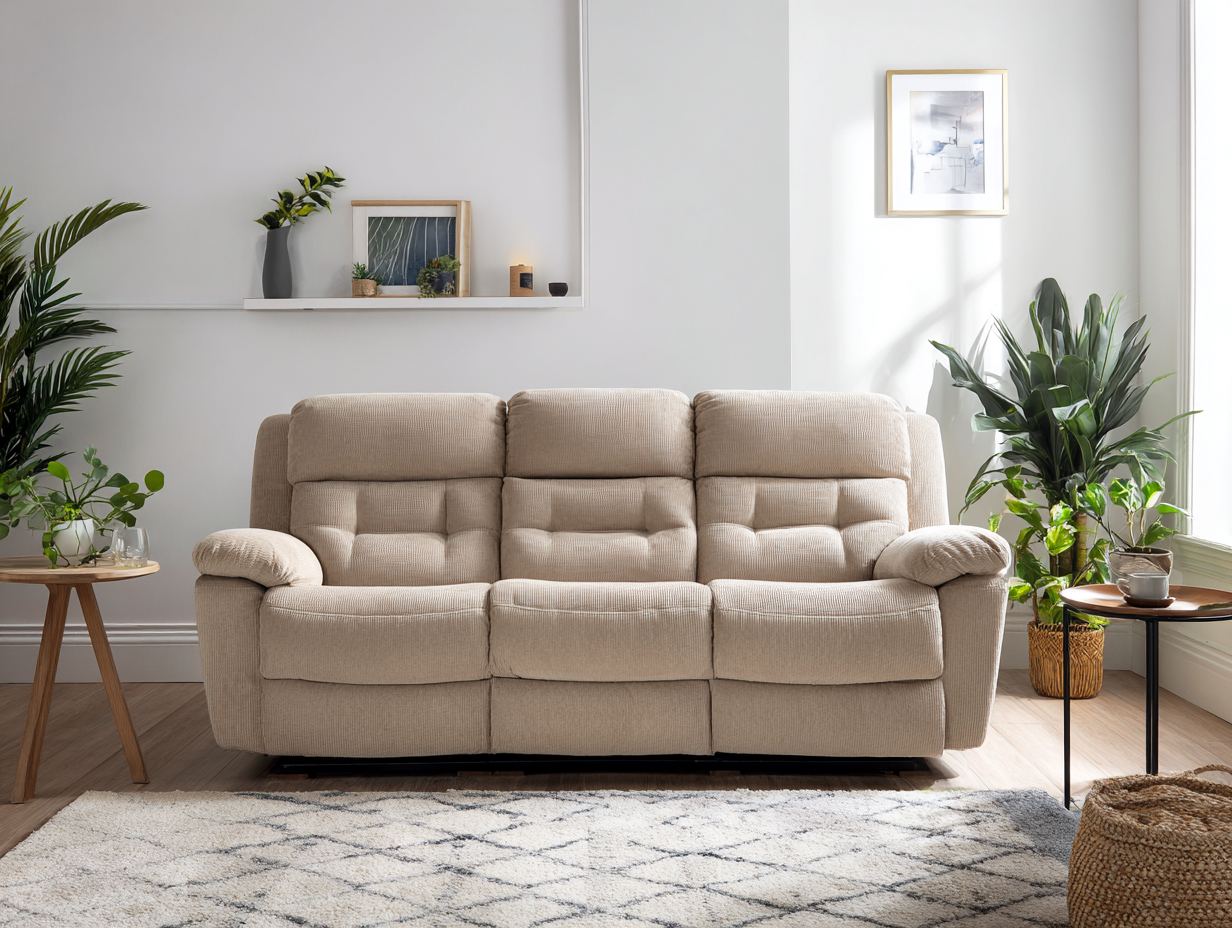 3-Sitzer Sofa Stoff 200x95x100 cm - beige - Wohnzimmer - modernes Design