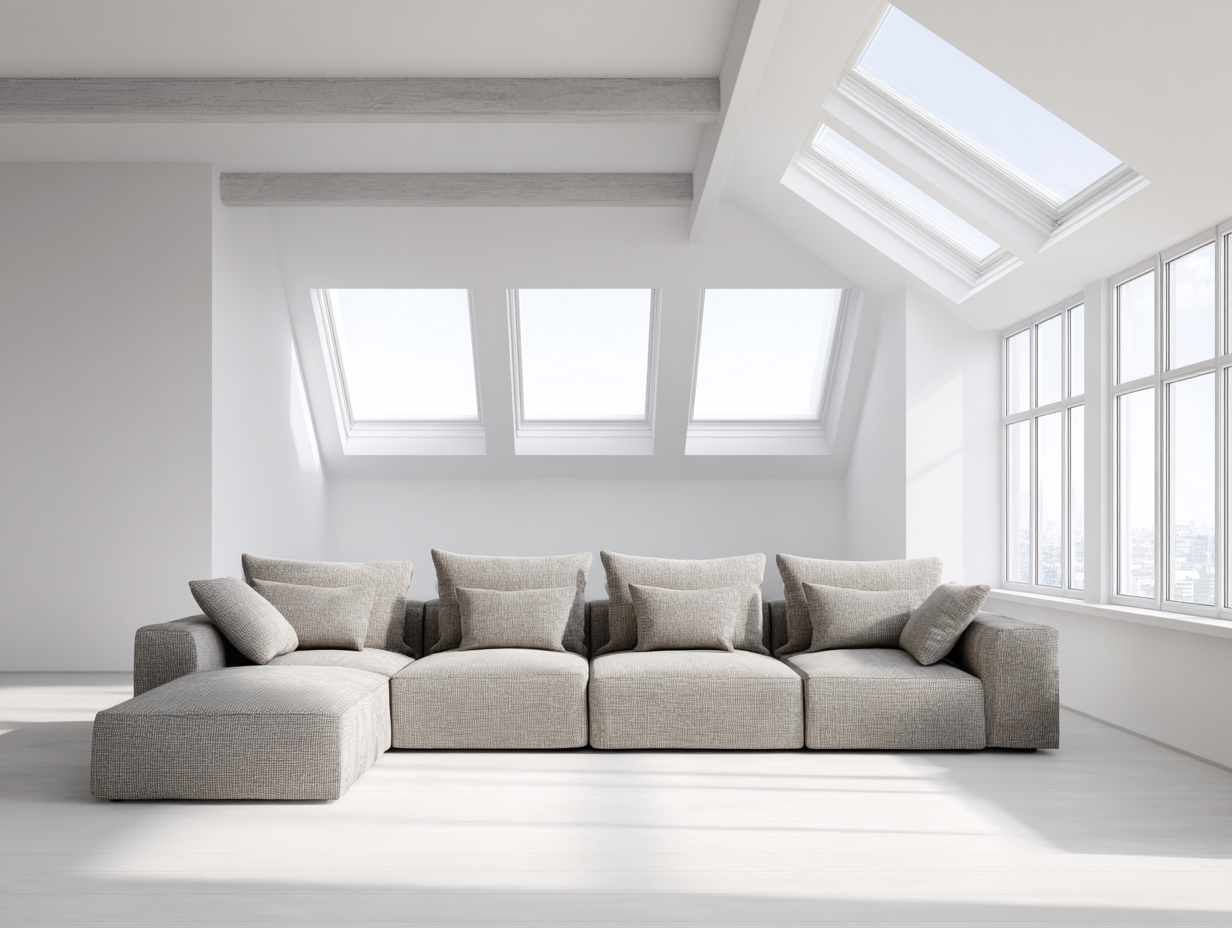 Ecksofa Stoff 320x165x85 cm - hellgrau - Wohnzimmer - modernes Design