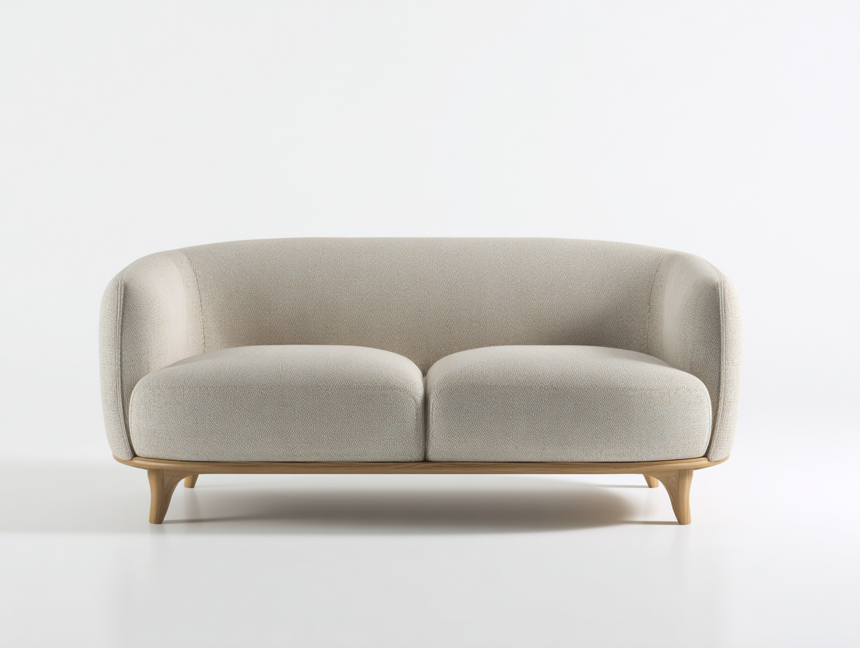 2-Sitzer Sofa Stoff 170x82x78 cm - beige/naturholzfarbe - Wohnzimmer - modernes Design