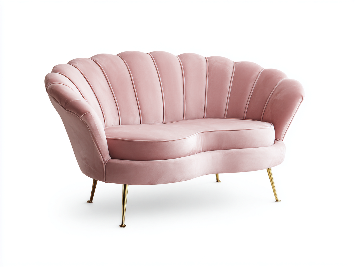 2-Sitzer Sofa Stoff 150x80x85 cm - rosa/goldfarben - Wohnzimmer - elegantes Design