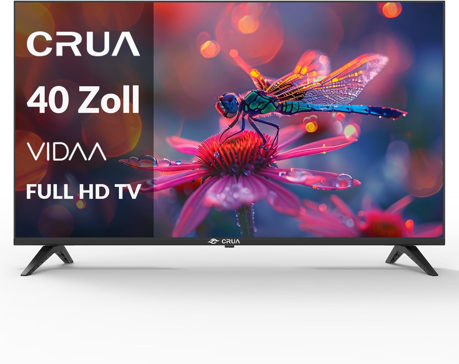 CRUA VIDAA Smart TV,101 40 Inch TV,1920x1080P Full HD TV,LED TV with HDMI USB AV IN Triple Tuner DVB - T2 T C S2 Compact and Smart for Your Home,Black Energy Class E-Hubare