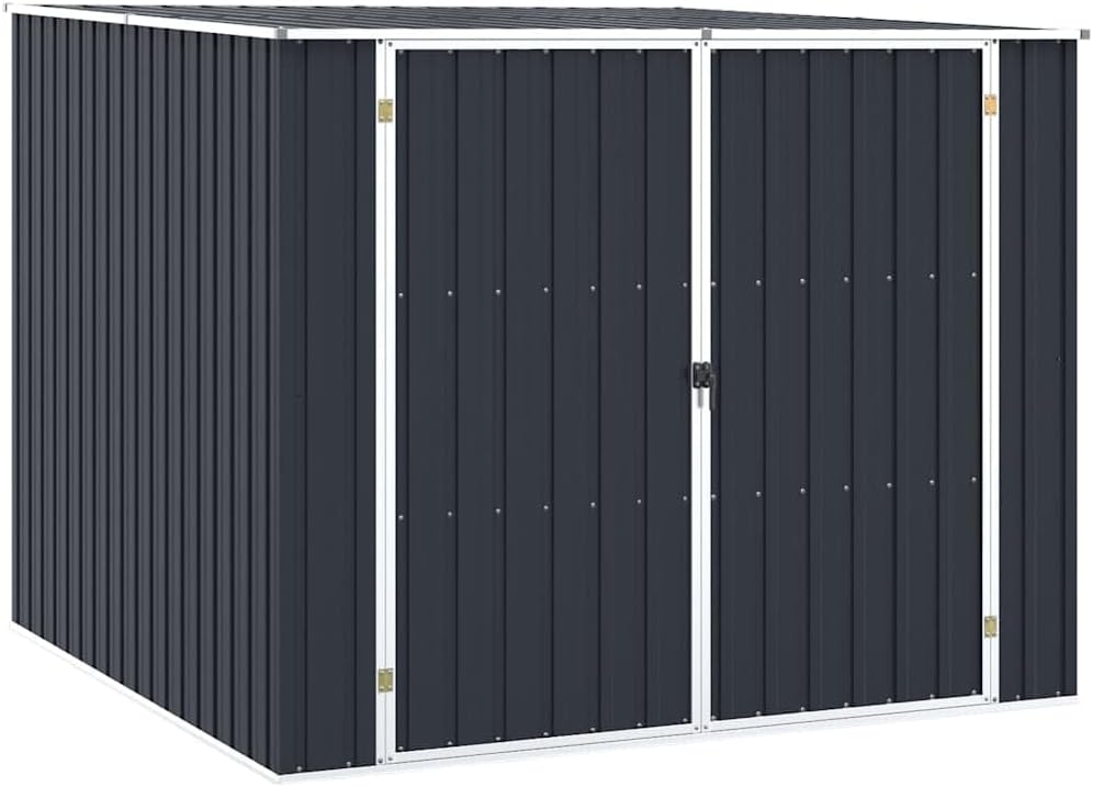 vidaXL Gerätehaus ohne Boden Doppeltür Schrägdach Geräteschuppen Schuppen Gartenhaus Gartenschuppen Anthrazit 195x198x159cm Verzinkter Stahl-Hubare