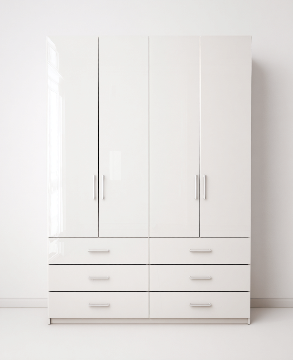 Kleiderschrank Holzwerkstoff 160x60x200 cm - weiß - Schlafzimmer - Hochglanzoberfläche