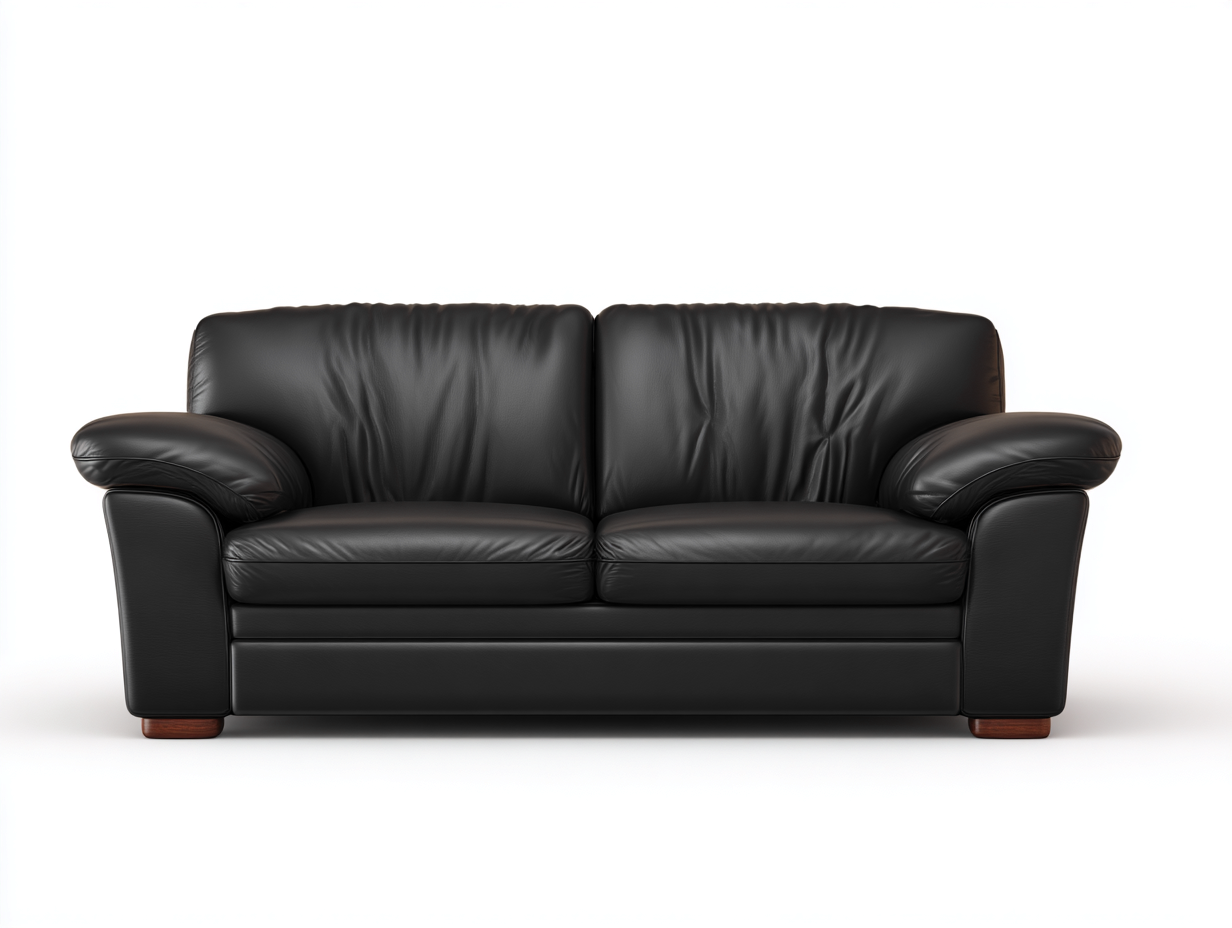 2-Sitzer Sofa aus Leder 168x95x90cm - Schwarz - für Wohnzimmer - klassisches Komfortdesign