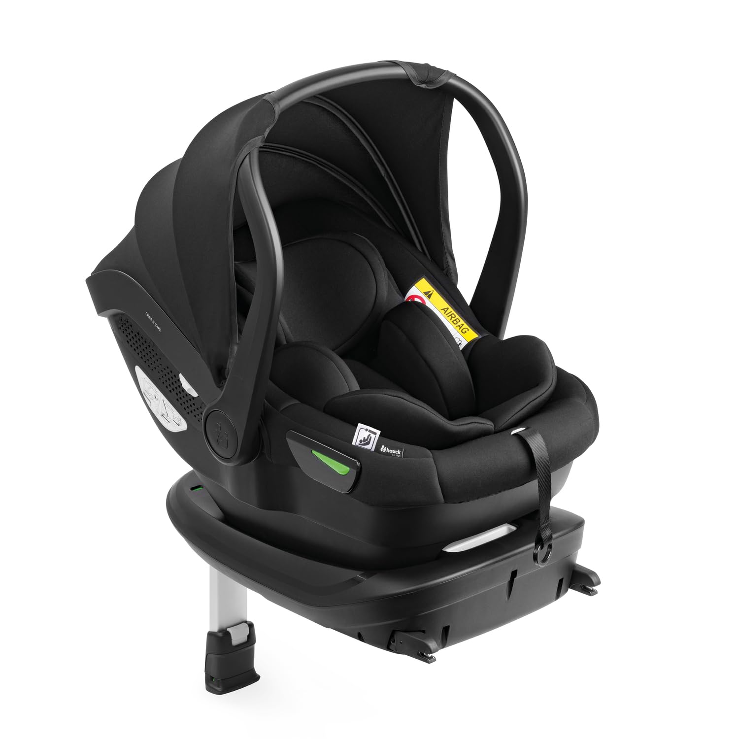 hauck Drive N Care Set, Schwarz - i - Size Babyschale mit Isofix Basisstation für Babys ab Geburt mit Körpergröße 40 - 87 cm, inkl. Sitzverkleinerer und Sitzkeil, 3 Punkt Gurt und Kopfstüzte Höhenverstellbar-Hubare