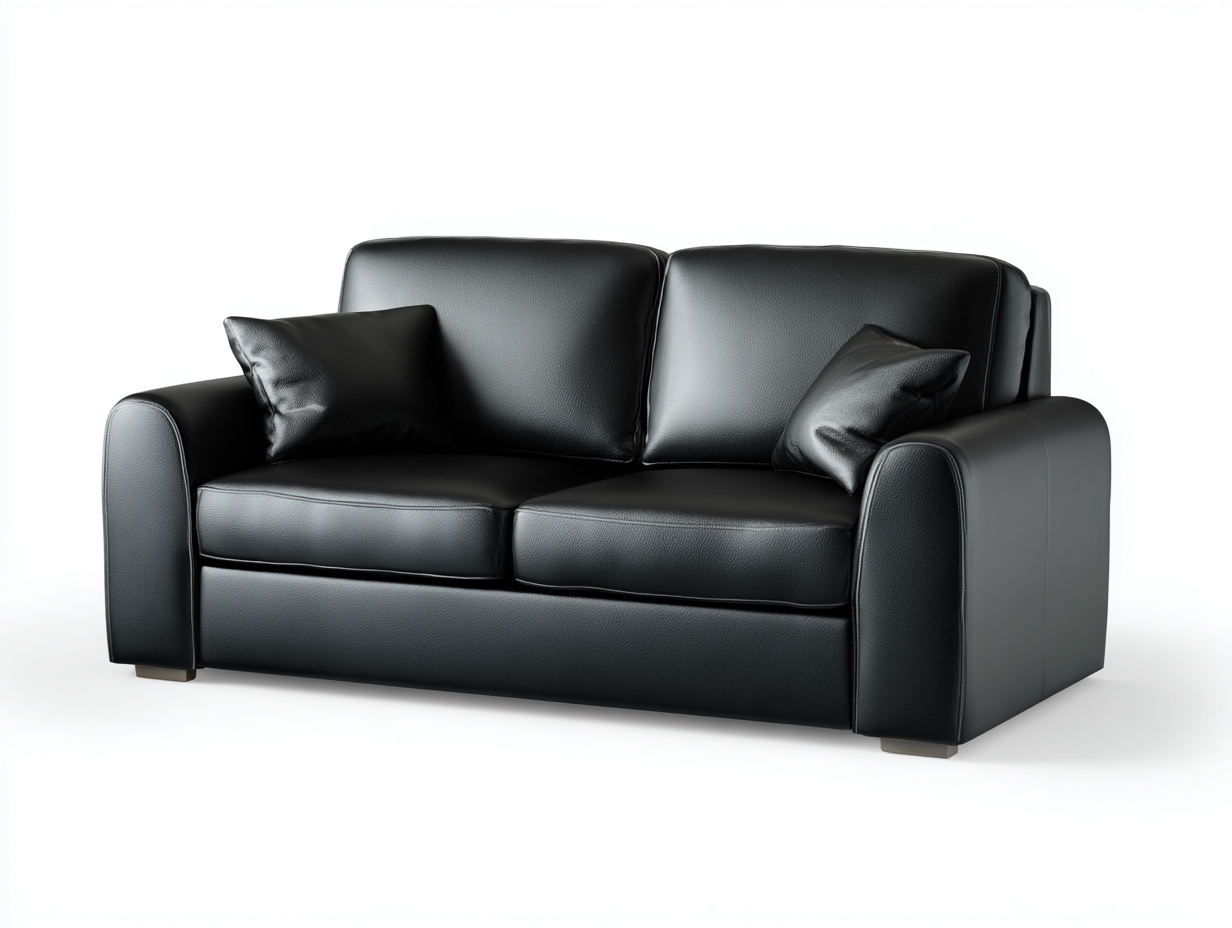 2-Sitzer Sofa aus Leder 168x92x86cm - Schwarz - für Wohnzimmer - modernes Design
