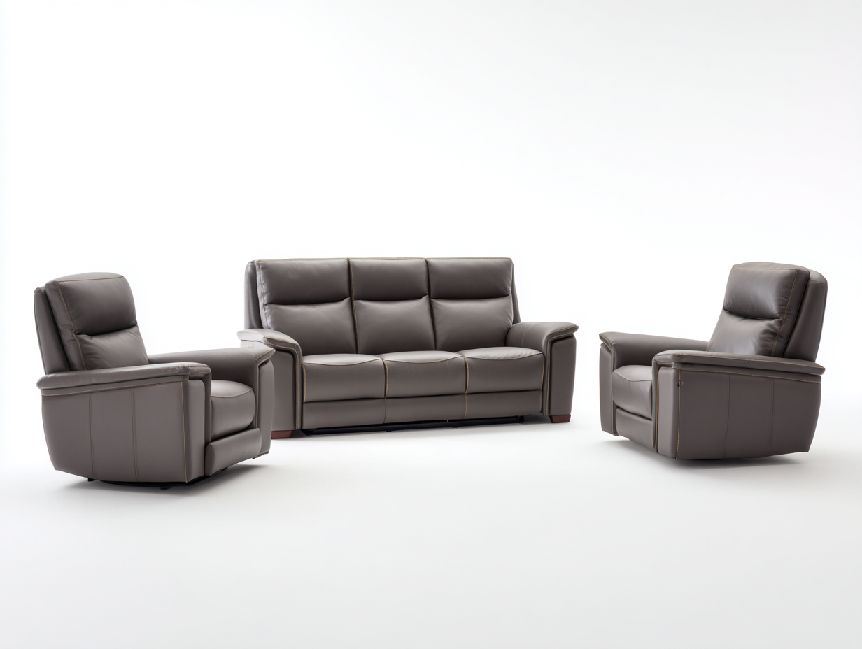 Sofa- und Sessel-Set Kunstleder 3-Sitzer Sofa - Sofa 200x95x100cm  - grau - für Wohnzimmer - Komfortdesign-Hubare