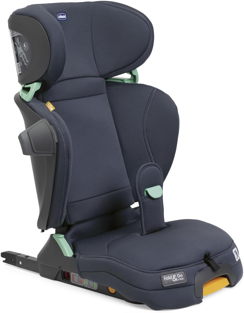 Chicco FoldundGo I - Size Kindersitz 15 - 36 kg mit ISOFIX Konnektoren, Gruppe 2 3 für Kinder von 3 - 12 Jahren, faltbar und klappbar, Seitenschutz, Höhe und Breite verstellbar, India Ink-Hubare