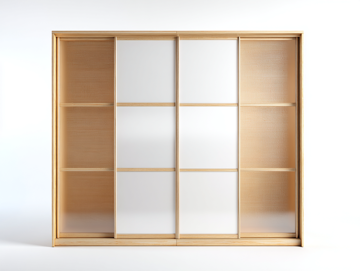 Schwebetürenschrank Holzwerkstoff Glas 210x60x200 cm - Naturholzfarbe/Transparent - Schlafzimmer - mit Stauraum-Hubare