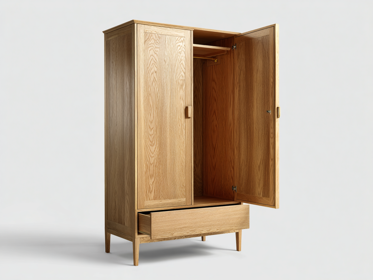 Kleiderschrank Holzwerkstoff 100x55x190 cm - helles Eichenholz - Schlafzimmer - mit Stauraum