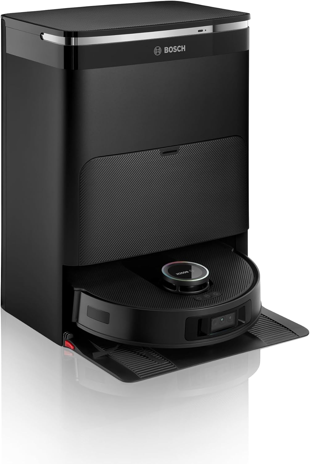 Bosch Spotless Max Cam BCRDW3BX Saugroboter mit Wischfunktion, 11.000 Pa Saugkaft, rotierende Wischpads, Nass - Trocken - Servicestation, Selbstreinigung, Smart Vision Kamera, Steuerung per App, schwarz-Hubare