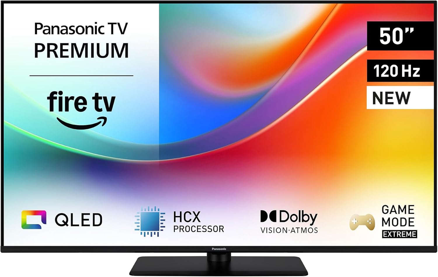 Panasonic Premium TV - 50W85BEZ, W85B Serie, 50 Zoll, 4K Ultra HD QLED Smart TV, 2025, 120 Hz, Fire TV, Dolby Vision und Atmos, Game Mode Extreme, Alexa, Apple Support, Bluetooth, Schwarz-Hubare