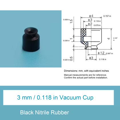 3 mm Black Nitrile Rubber Miniature Vacuum Pickup Cup