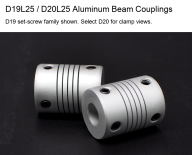 D19L25 / D20L25 Aluminum Flexible Beam Couplings, Set Screw and Clamp