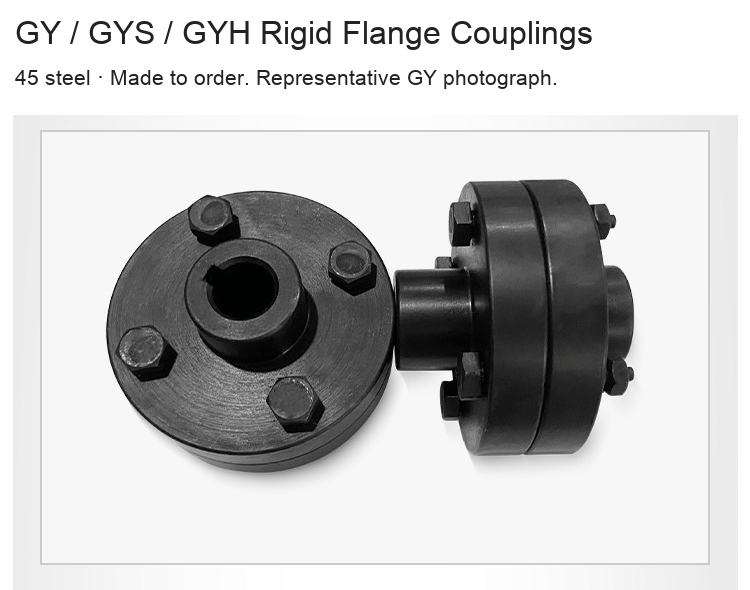 Representative GY flange coupling photograph; GYS and GYH structure shown by their original drawings