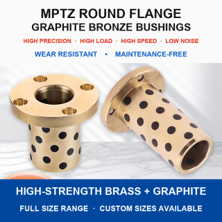 BOLTTE MPTZ Round Flange Graphite Bronze Self-Lubricating Bushings - 6-60 mm Bore