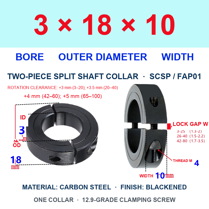 BOLTTE Carbon Steel Two-Piece Split Shaft Collars - 3-200 mm Bore-BOLTTE