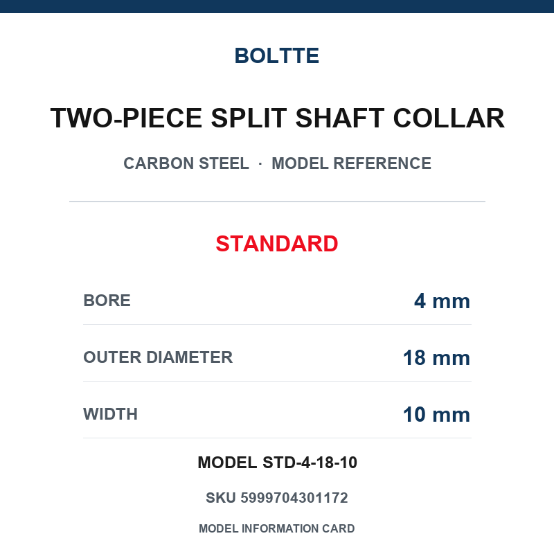 BOLTTE Carbon Steel Two-Piece Split Shaft Collars - 3-200 mm Bore-BOLTTE