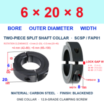BOLTTE Carbon Steel Two-Piece Split Shaft Collars - 3-200 mm Bore-BOLTTE