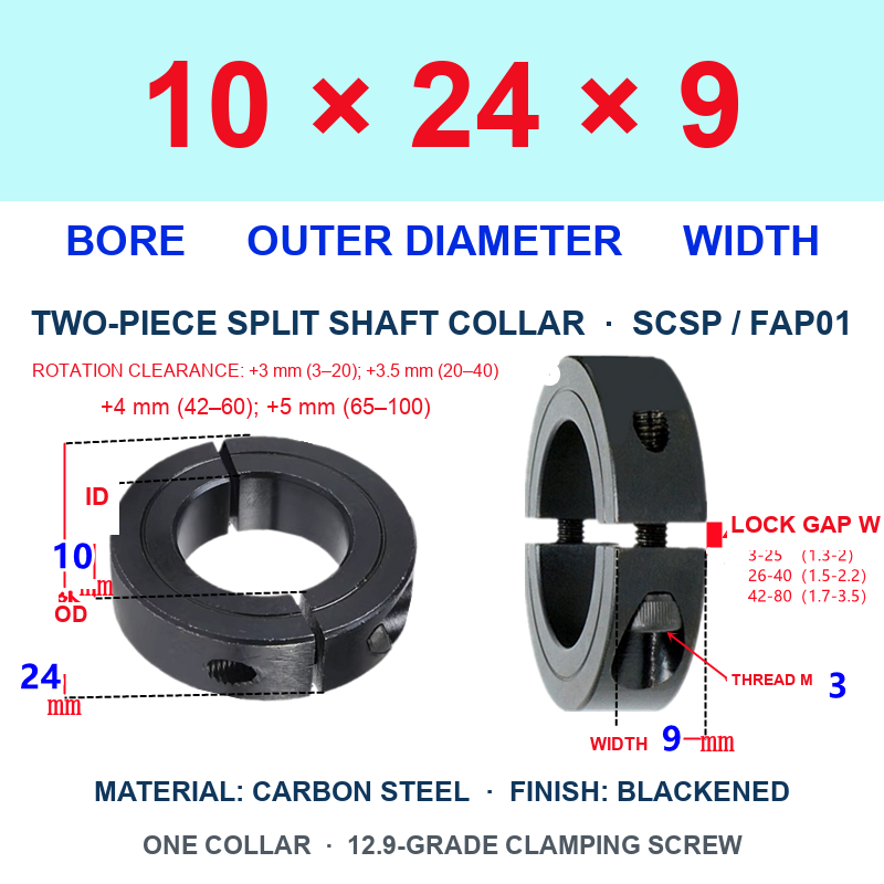BOLTTE Carbon Steel Two-Piece Split Shaft Collars - 3-200 mm Bore-BOLTTE