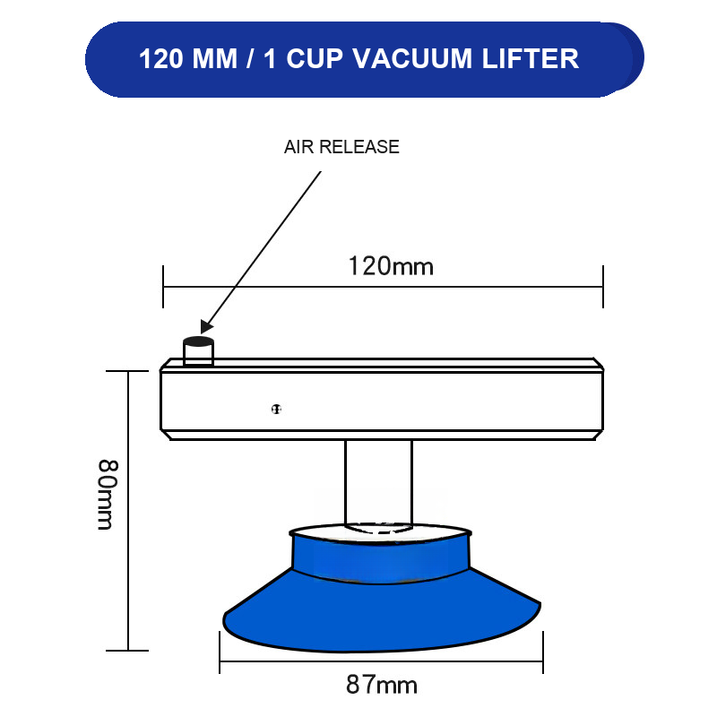 BOLTTE 120 mm / 1 Cup LCD screen and glass vacuum lifting accessory
