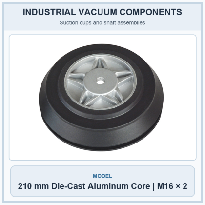 Industrial Loading Table Vacuum Suction Cups & Shaft Assemblies, 120–210 mm