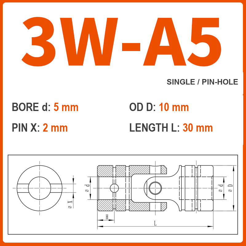 BOLTTE 3W-A5 40Cr universal joint coupling dimension drawing