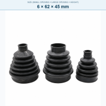 Pagoda-style rubber bellows dust boot, 6 × 62 × 45 mm