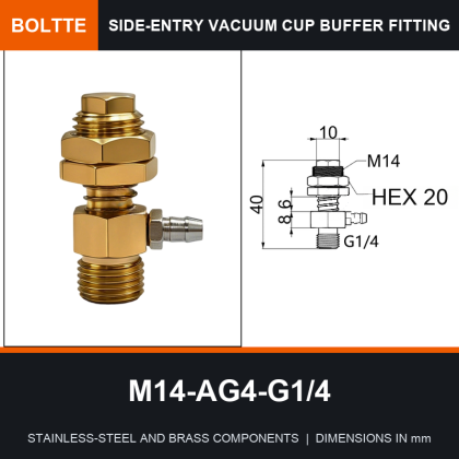 BOLTTE Side-Entry Rotary Vacuum Cup Buffer Fittings - M14/M16