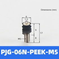 BOLTTE PJG-06N-PEEK-M5 non-marking vacuum suction cup with black nbr rubber and PEEK-M5 fitting