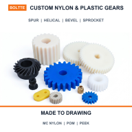 BOLTTE Custom Nylon & Plastic Gears - Spur, Helical, Bevel & Sprocket